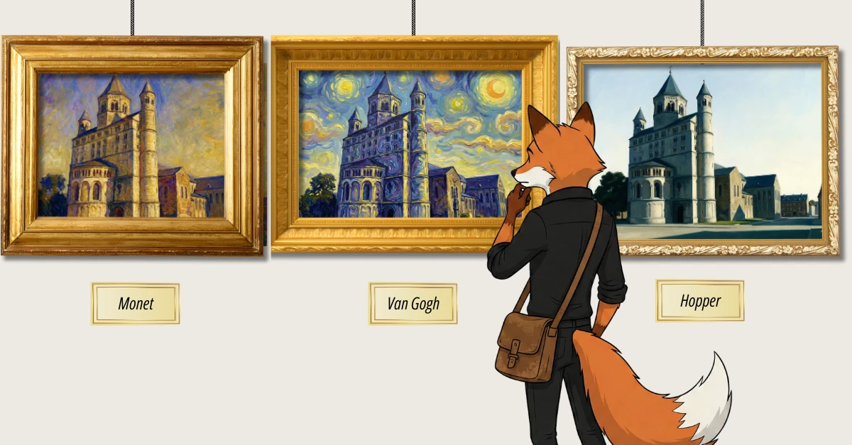 Arnard le Renard au musée des contrefaçons : Monet, Van Gogh, Hopper