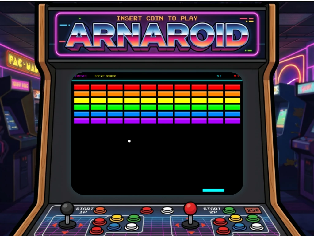 Capture d'écran d'Arnaroid, un casse-briques coloré