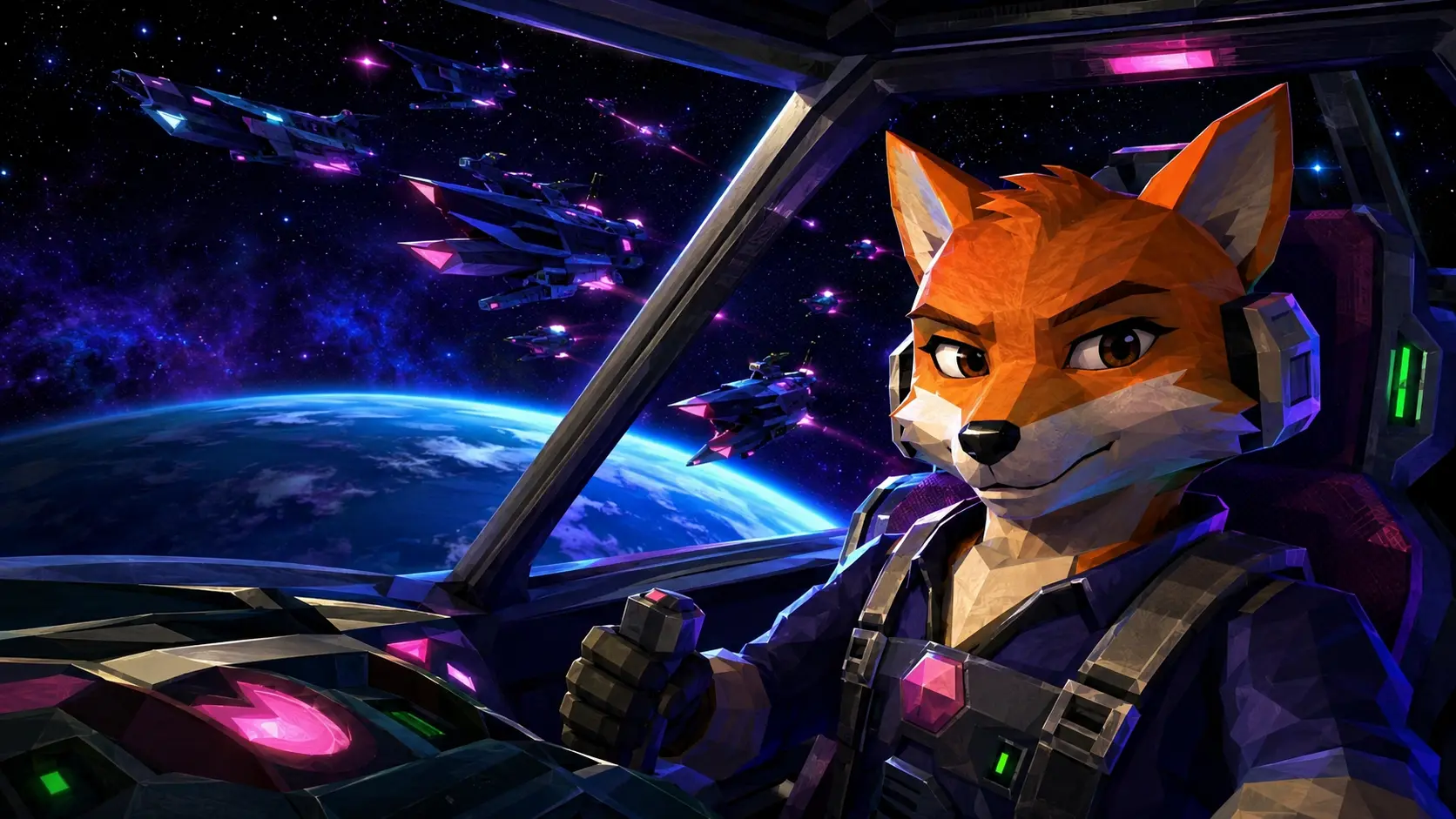 Fox Invaders II - 1990's edition, dans un cockpit spatial au-dessus de la Terre